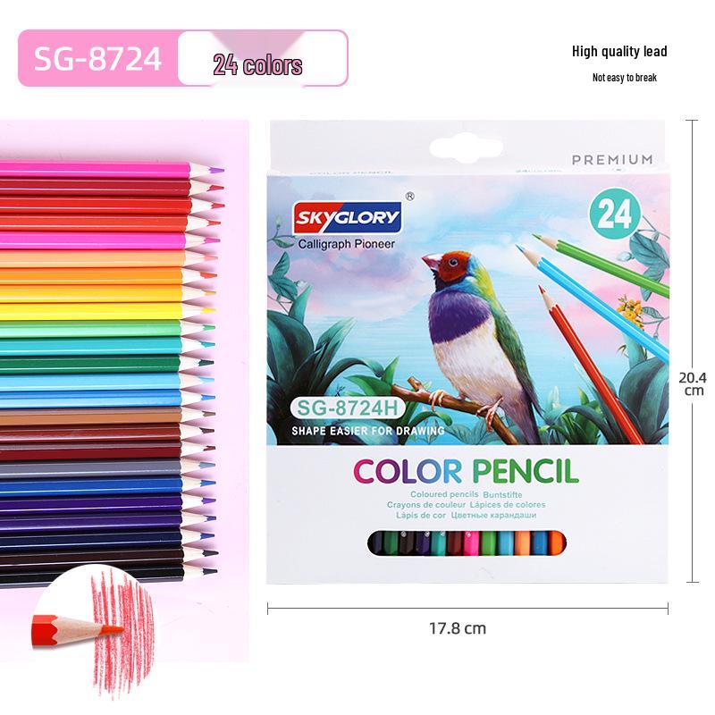 Eco-Friendly Hexagonal Oil-Based Colored Pencils - 48 Color Set for Students