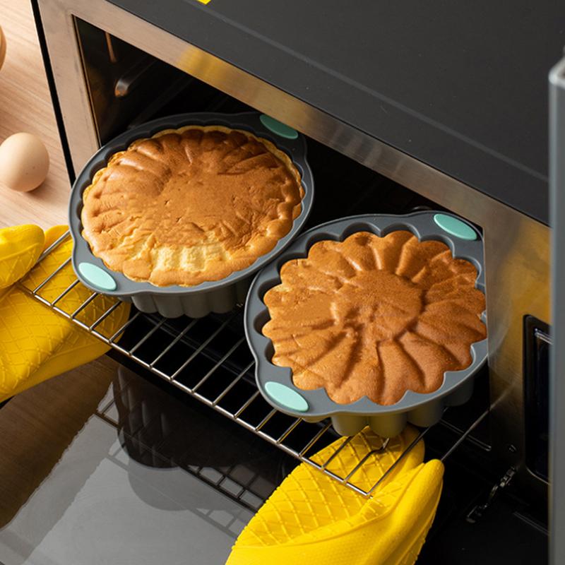 Flower Silicone Mold Round Sunflower Baking Molds Reusable Flower Baking Trays Large Cake Baking Pans for Valentine's Day