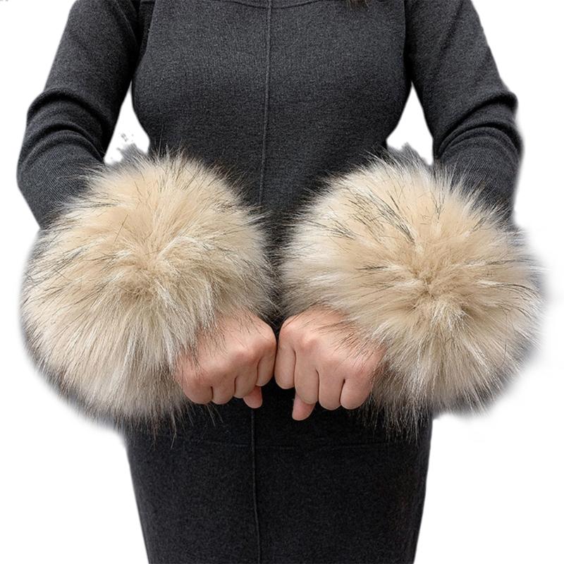 Faux Fur Cuffs Arm Warmers Furry Wrist Cuffs Holiday Costume Accessory for Women