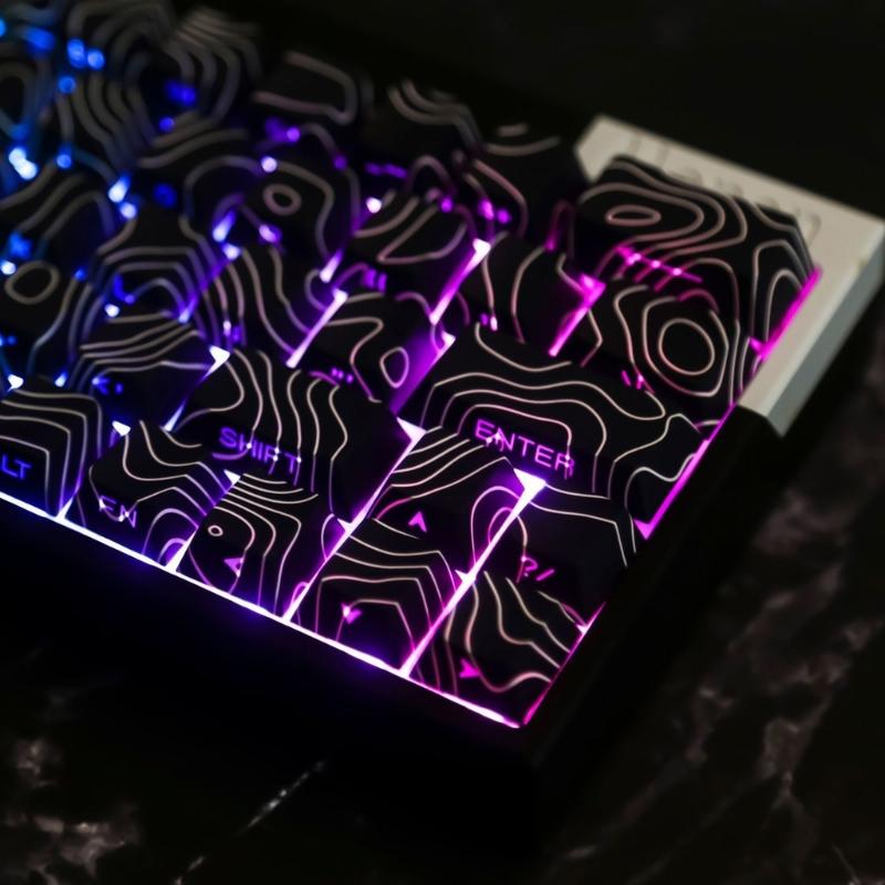 Original Height Side Engraved Keycaps Premium PBT Contour4.0 Theme for 61 64 68 75 84 87 Mechanical Keyboards