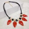 Water Drop Leather Rope Necklace Short Sweater Chain Pendant Women'S Accessories Ornament Rhinestone Collarbone Chain
