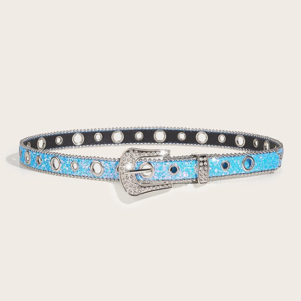 Belt Rhinestone Blue Decorated Sparkling Diamond Sequins Versatile For Women