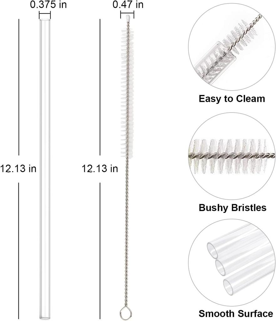 Replacement Straw Compatible with Stanley 40 Oz 30 Oz Cup Tumbler, 6 Pack Reusable Straw with Cleaning Brush, Plastic, Clear