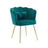 Moderner Samt-Wohnzimmer-Sessel, Polsterstuhl mit Blütenrückenlehne und vergoldeten Metallbeinen und Schmetterlingskissen für Schlafzimmer/Esszimmer