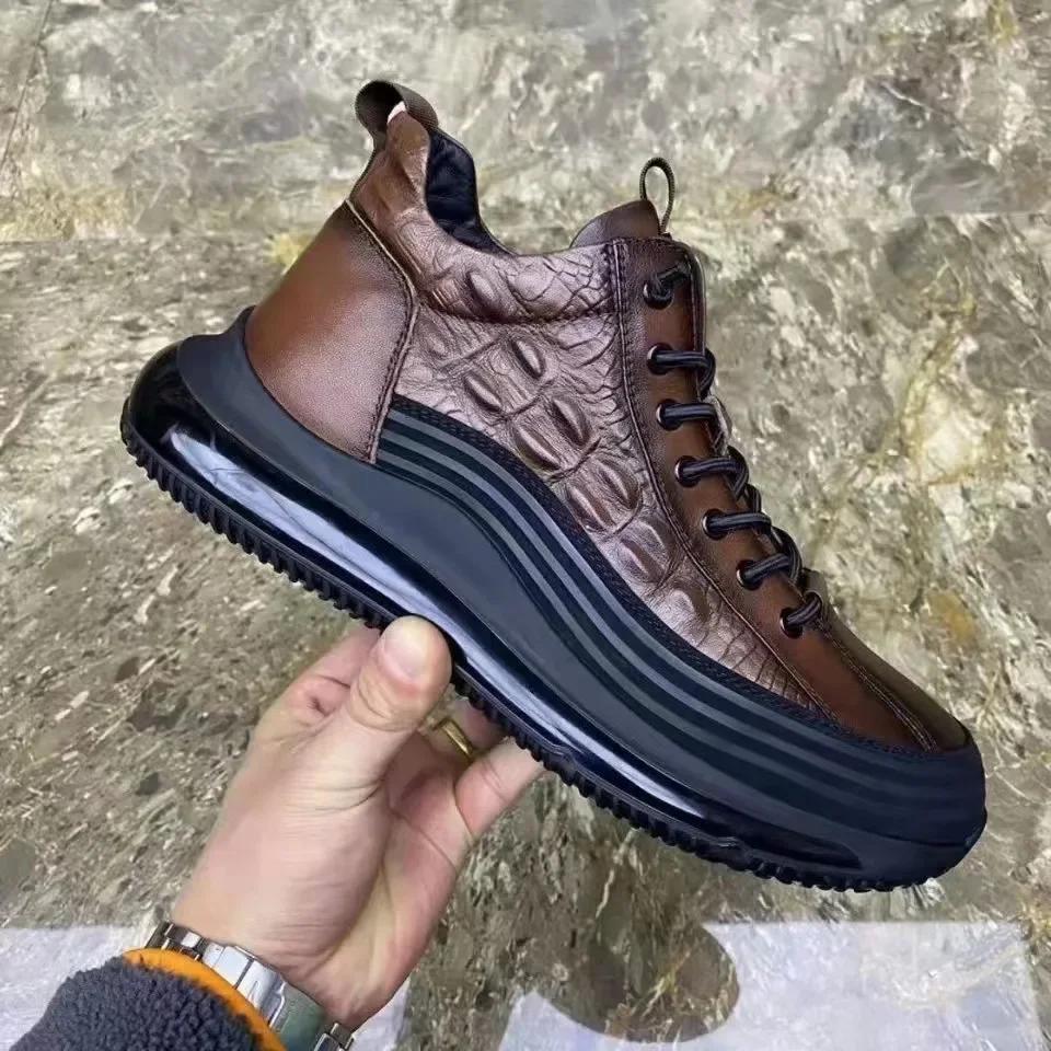 

Мужская обувь с толстым воротником, повседневная, модная обувь с крокодиловым узором, легкая спортивная обувь Zapatillas De Hombre 45