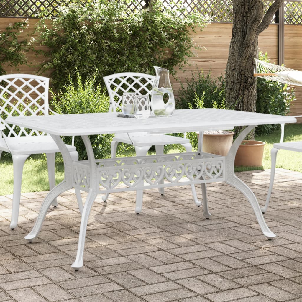 Vidaxl Garden Table, White, 150X90X72 Cm, Cast Aluminum