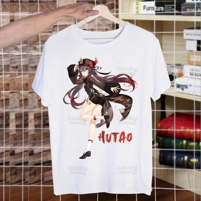 Genshin Impact HuTao Cartoon Kawaii  Unisex's Tshirt Cute Shirt  Unisexs Fashion T-Shirt For  Unisex Casual Tops Short Sleeve Shirt