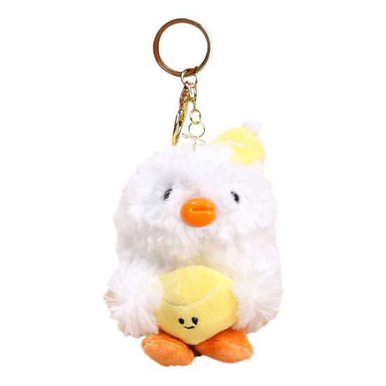 Baseball Duck Keychain Couples Plush Toy for Bags Backpacks Soft Stuffed Animal Keyring