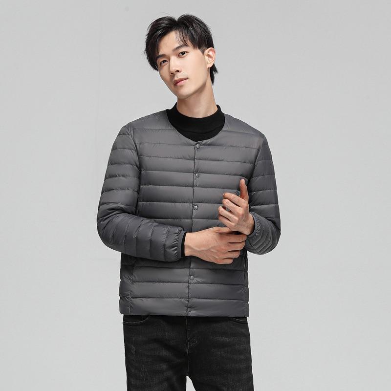 Down men's light down jacket, round neck fashion thin large size men's jacket