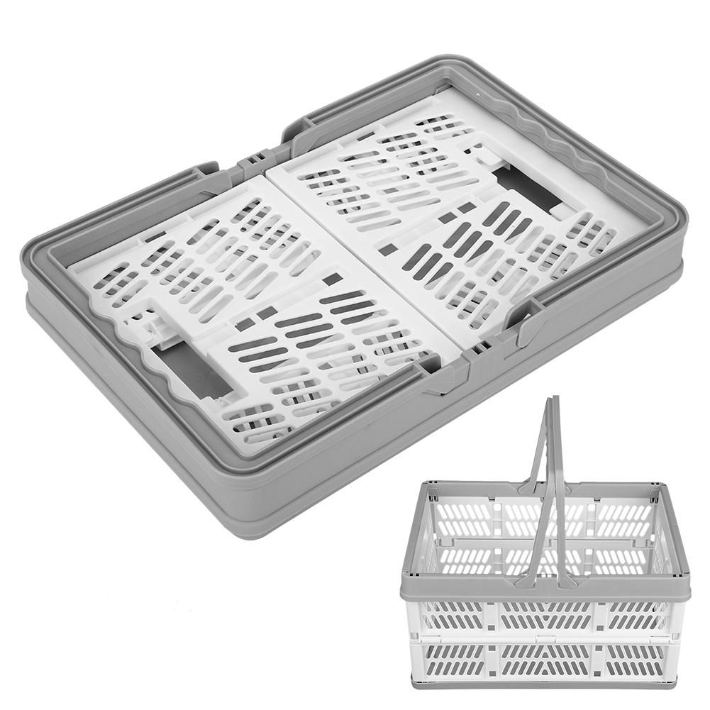 Foldable Clothes Laundry Storage Basket With Handles Organizer for Kitchen BedroomWhite Gray