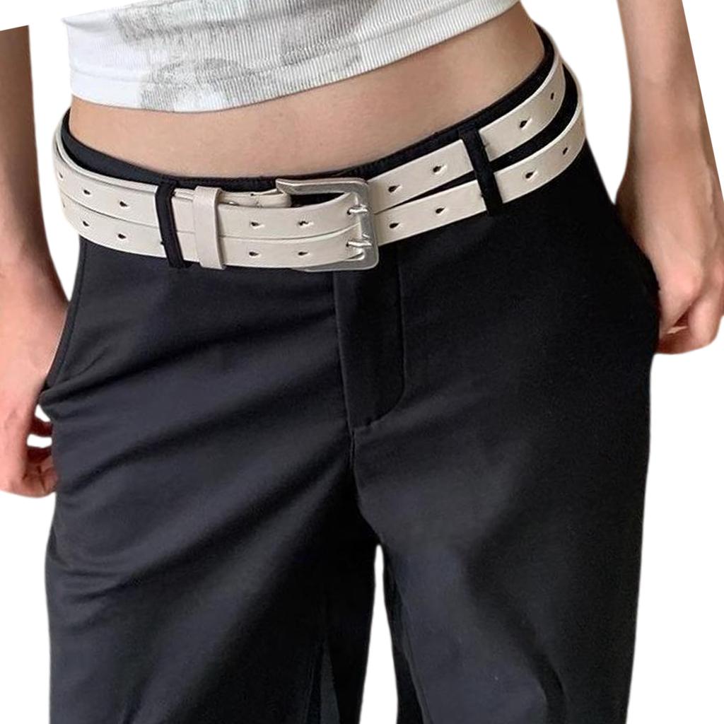 Simple Waist Belt for Male Female Casual Pin Buckles Belt with Double Row Wide Belt for Jeans Pants Street Wear Accessory