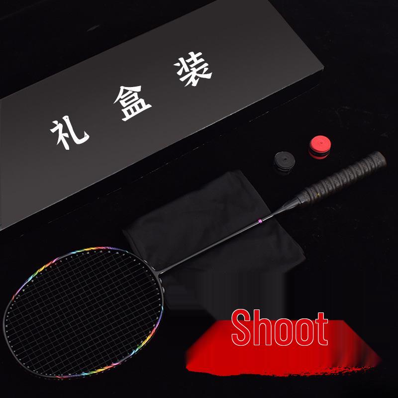 Pacco regalo: Racchetta da Badminton Monopezzo 8U in Full Carbon - Design Offensivo Leggero con Assorbimento degli Urti