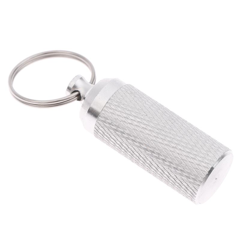 1Pc Aluminum Alloy Waterproof Pill Shaped Box Bottle Holder Container Keychain Medicine Box Pill Box Key Holder