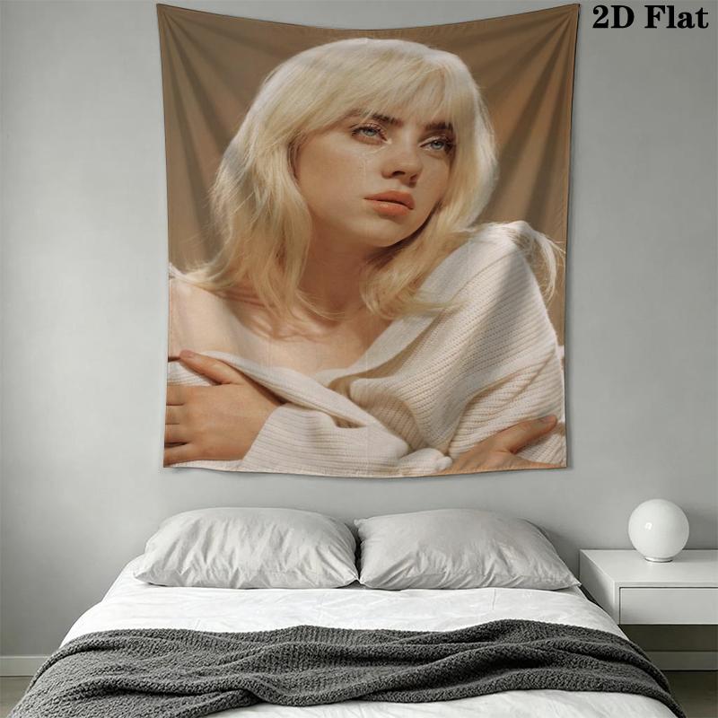 Billie Eilish Wall Tapestry Aesthetic Wall Hanging Printed Fabric Blanket Decorative Tapestries for Bedroom Living Room Home Decor