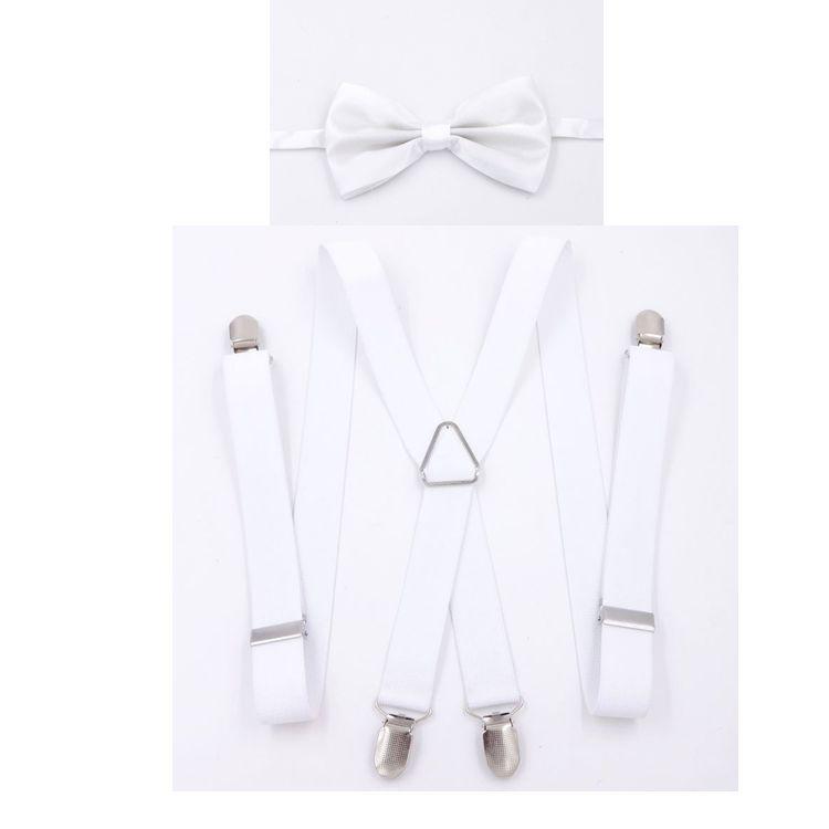 Unisex X-Shape Adjustable Black Suspenders with Bow Tie for Weddings & Performances.