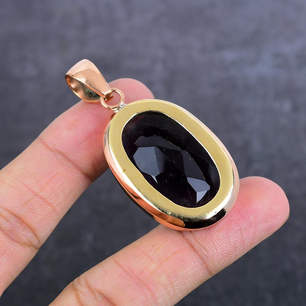 Amethyst Gemstone Handmade Copper Jewelry Pendant 2.17" k0l21