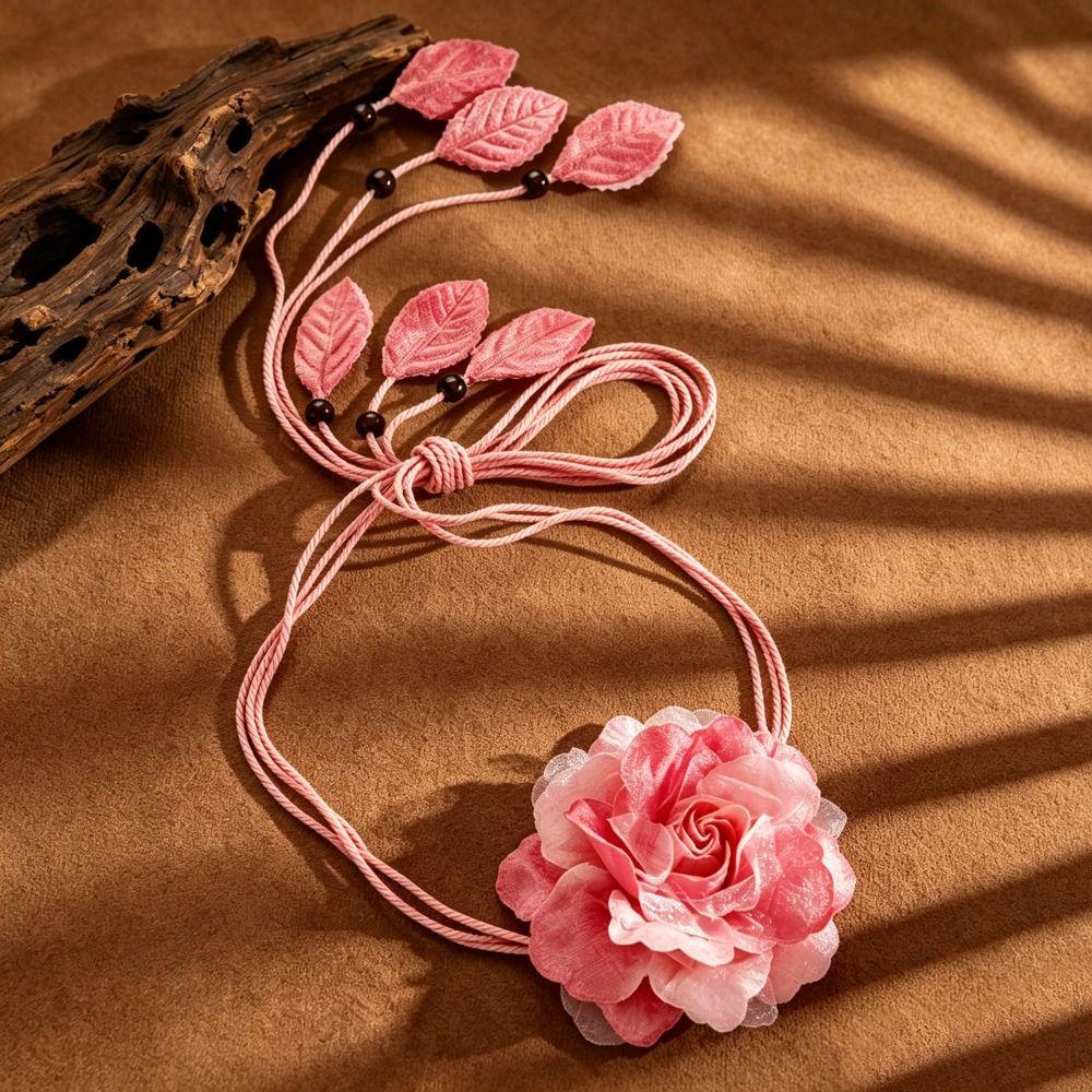 Cintura Floreale con Fiore Stile Etnico Cintura in Corda Intrecciata Catena Vita Floreale alla Moda Donna