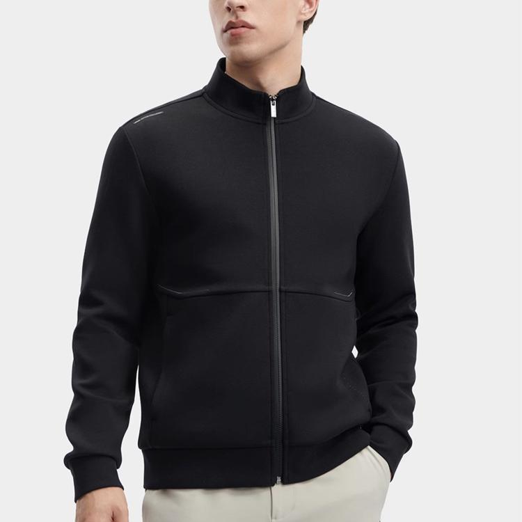 Fila Solid Color Zip Collar Long Sleeve Jacket Men Jackets Black F11M342504FBK