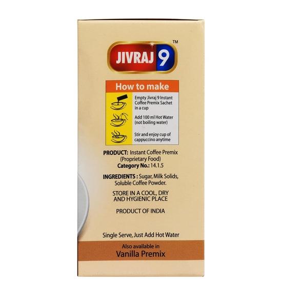 Jivraj 9 Instant Coffee Premix, Cappuccino Flavour, 10 Sachets, Pack of 1