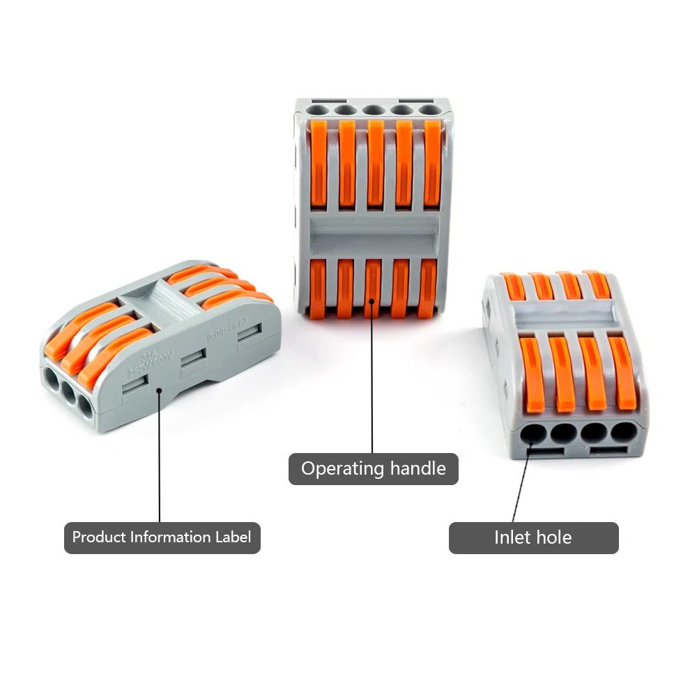 10pcs Mini Mini Quick Wire Connector PCT-221/222/223/224/225 Universal Compact Electric Push-in Connectors Quick Terminal Block