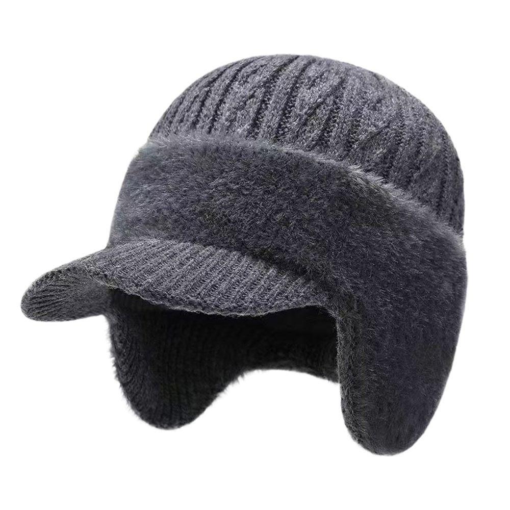 Fleece Lined Thermal Winter Hat Ear Protection Baseball Cap Fashion Knit Beanie Hat Outdoor