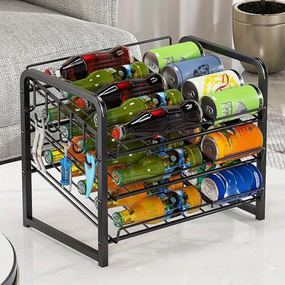 1pc Can Storage Rack, Coke Beer Drinks Can Shelf, Multi-Tier Rolling Fridge Storage Boxes