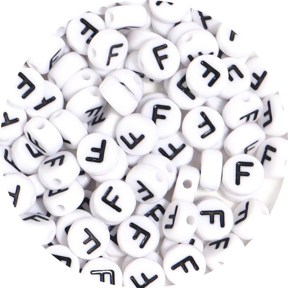 100Pcs 7mm Black White Acrylic Alphabet Beads Flat Round Loose Spacer Letter Beads For DIY Craft Bracelet Supplies Wholesale
