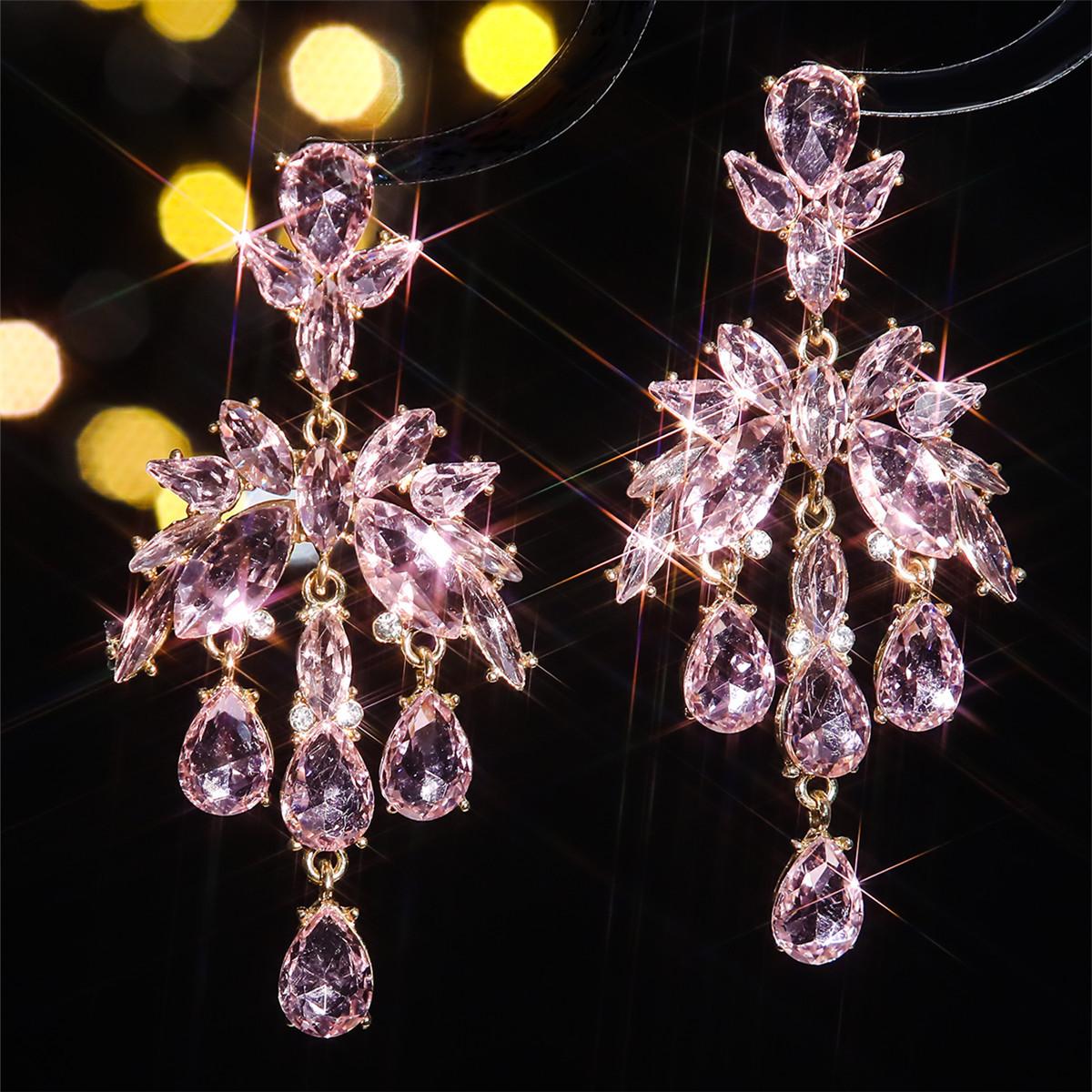 

Великолепные цветные сверкающие длинные серьги из кристаллов, темпераментные роскошные блестящие женские серьги, 1 пара