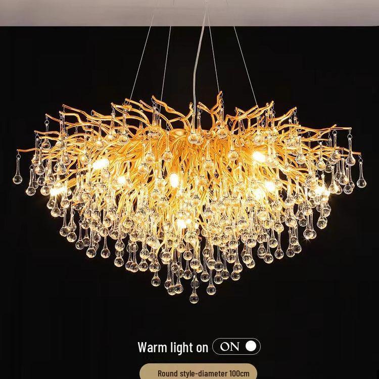 Elegant French Luxury Crystal Chandelier with Water Drop Design for Dining Rooms and Villas