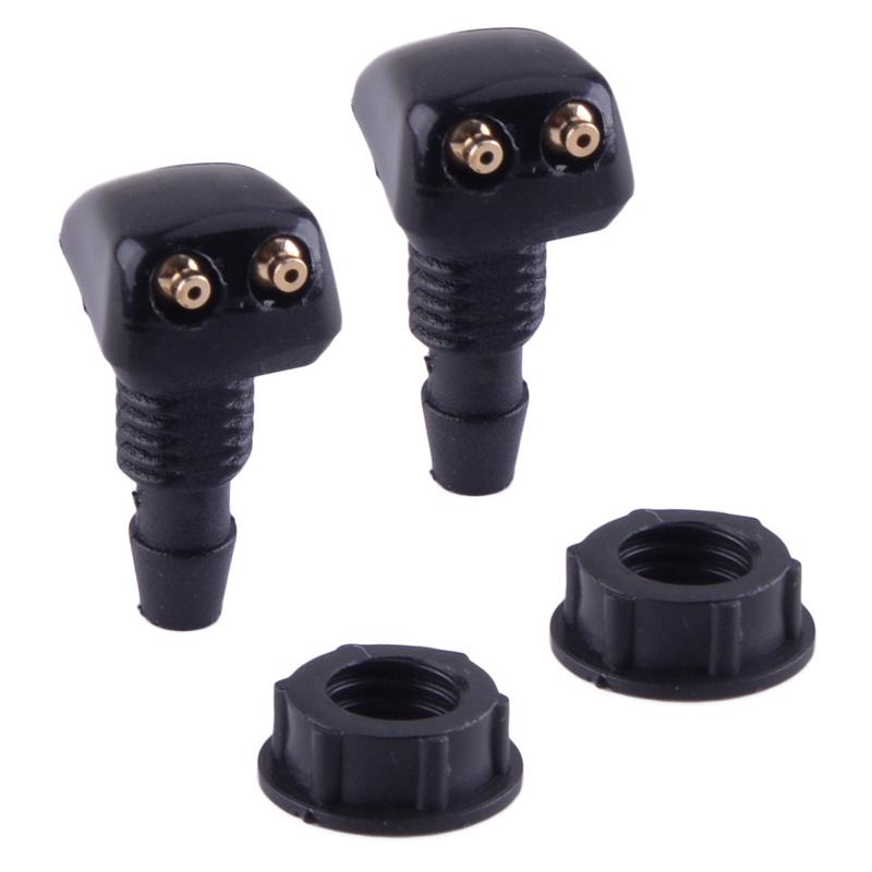 2pcs Car Front Left Right Dual Holes Windshield Wiper Washer Water Spray Nozzle Jet Adjustable Universal