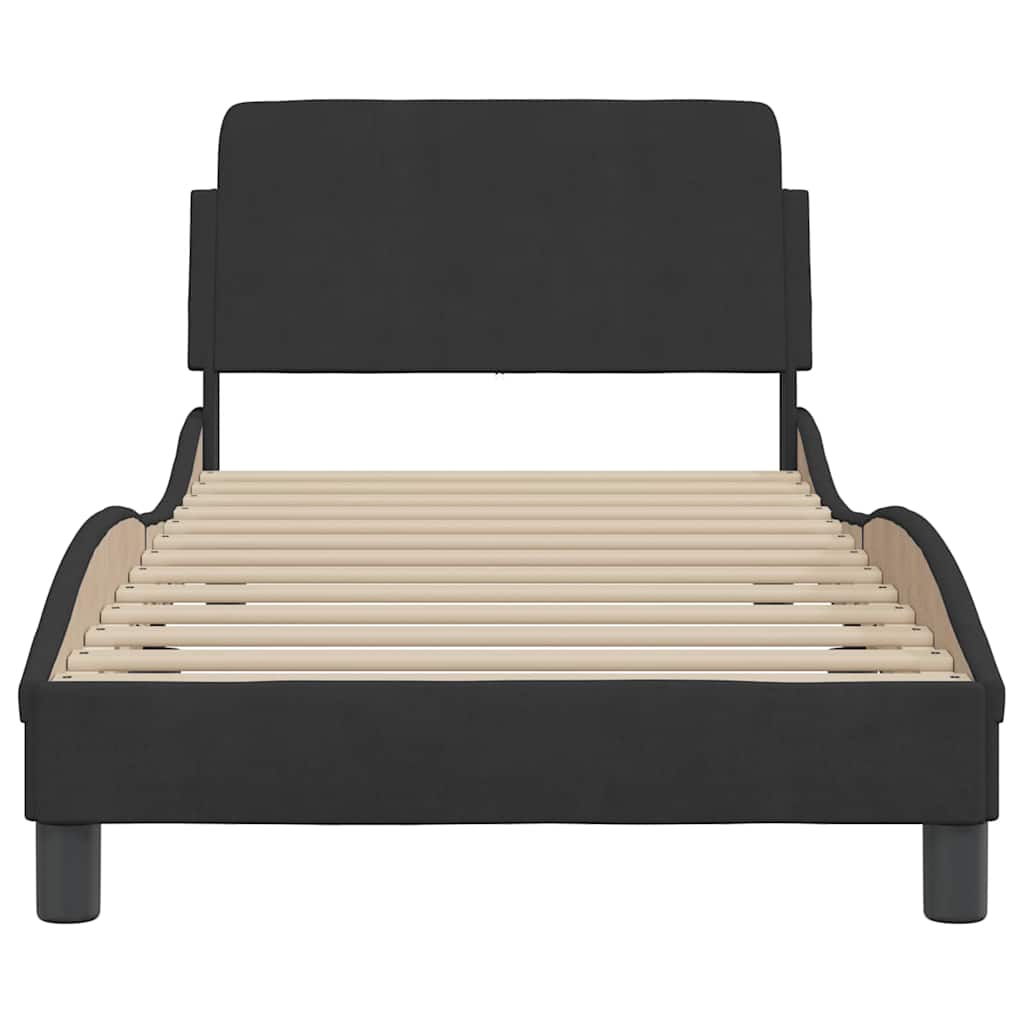 Dover Bed Frame with Headboard Black 90x190 cm Velvet