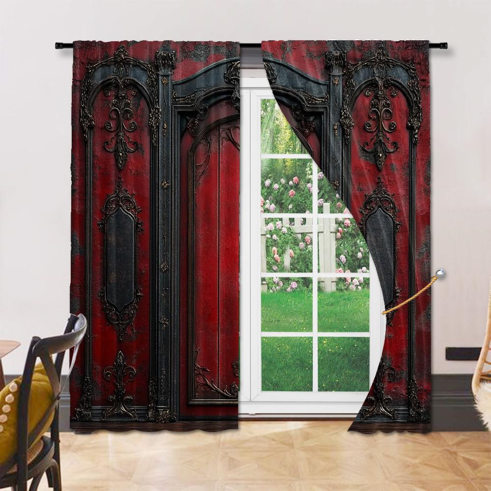 Set Of 2 Classic Versatile Polyester Transparent Curtains Home Decoration Red Use Bedrooms Living Rooms Curtain Ideal For Great Room