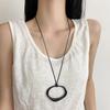 Long Leather Rope Women Necklace Geometric Pendant Necklaces Fashion Collarbone Chain