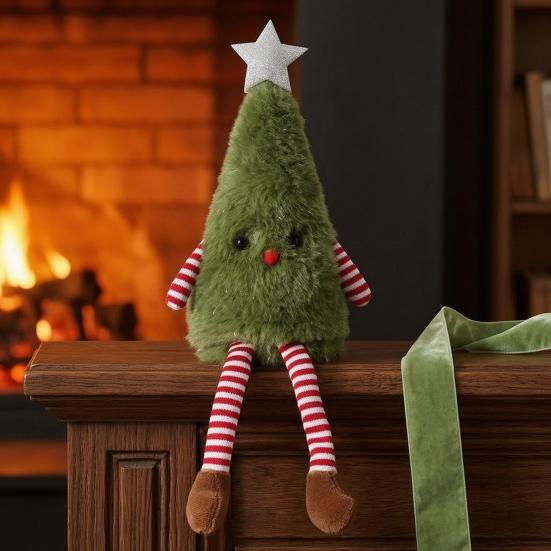 Festive Atmosphere Soft Furnishings Christmas Tree Plush Ornament with Dangling Legs, Cute Stuffed Figure, for Home Doll Living Room Sofa And