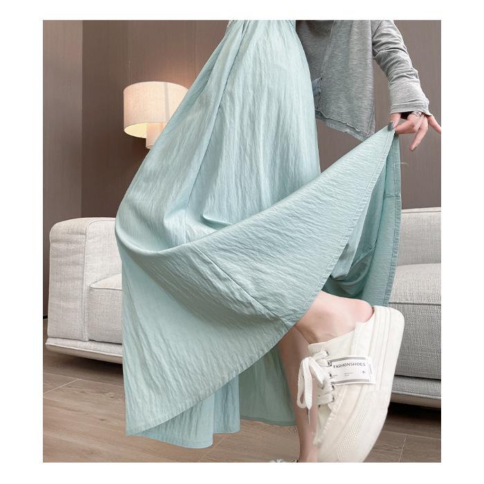Pleated Yamamoto High-Waist A-line Skirt: Women's Spring/Summer 2025 Korean Style, Slimming, Plus Size, Mid-Length, Hip-Covering Skirt