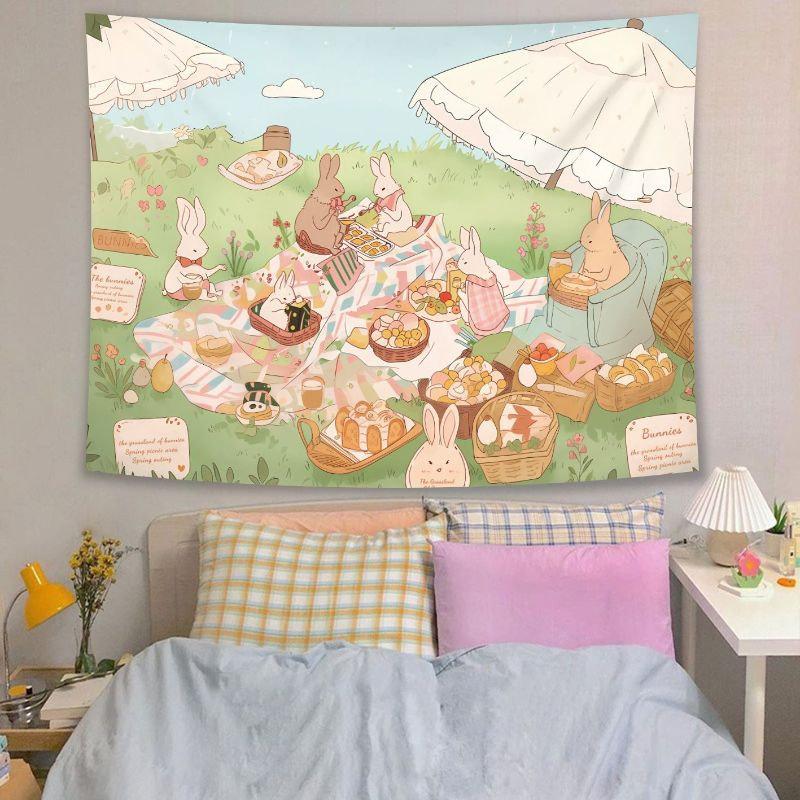 Cute Cartoon Kids and Stars Tapestry Wall Hanging Light Blue Sky Yellow Star Costume Aesthetic Wall Art Bedroom Decor