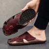Fashion Outdoor Summer Sandals Mens Casual Leather Slippers Classic Half Drag Beach Rubber Flip Flops Quick Dry Man Water Trekking Flats