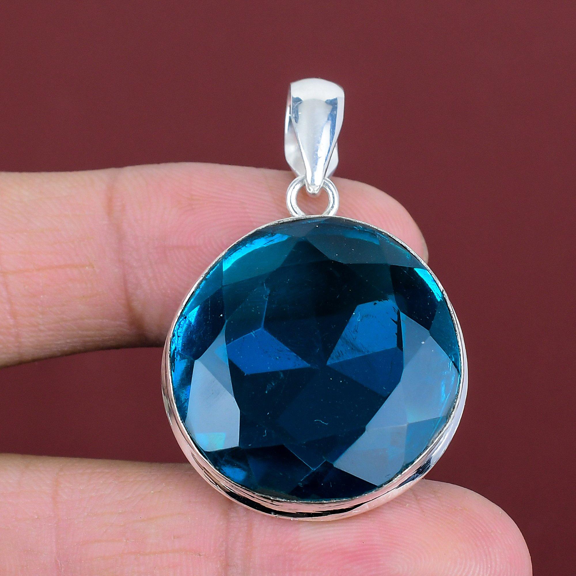 Faceted indicolite pendant gemstone pendant dainty pendant 925 sterling silver pendant indicolite jewelry handmade pendant anniversary gifts