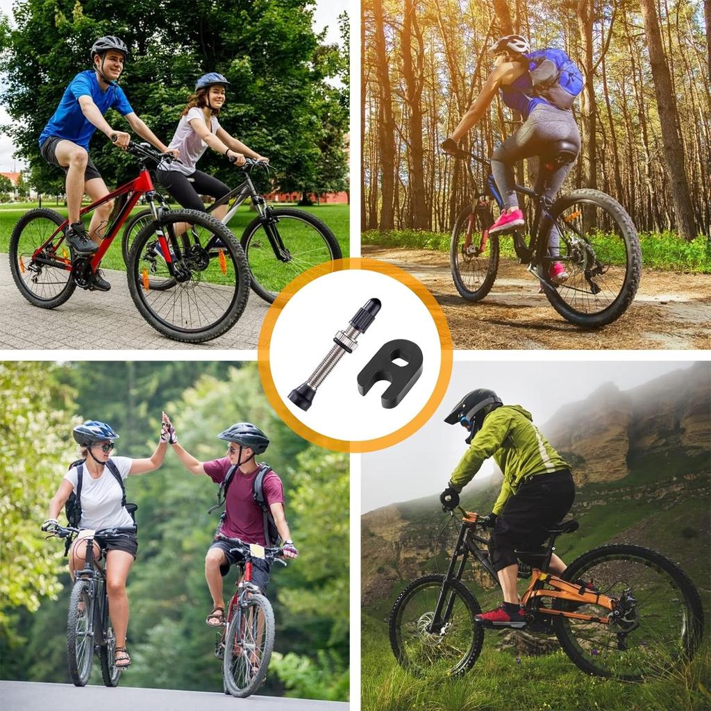 2PCS Tubeless Valves, Brass Tubeless Valve Stem(40 mm), 1PSC Valve Core Remover Tool