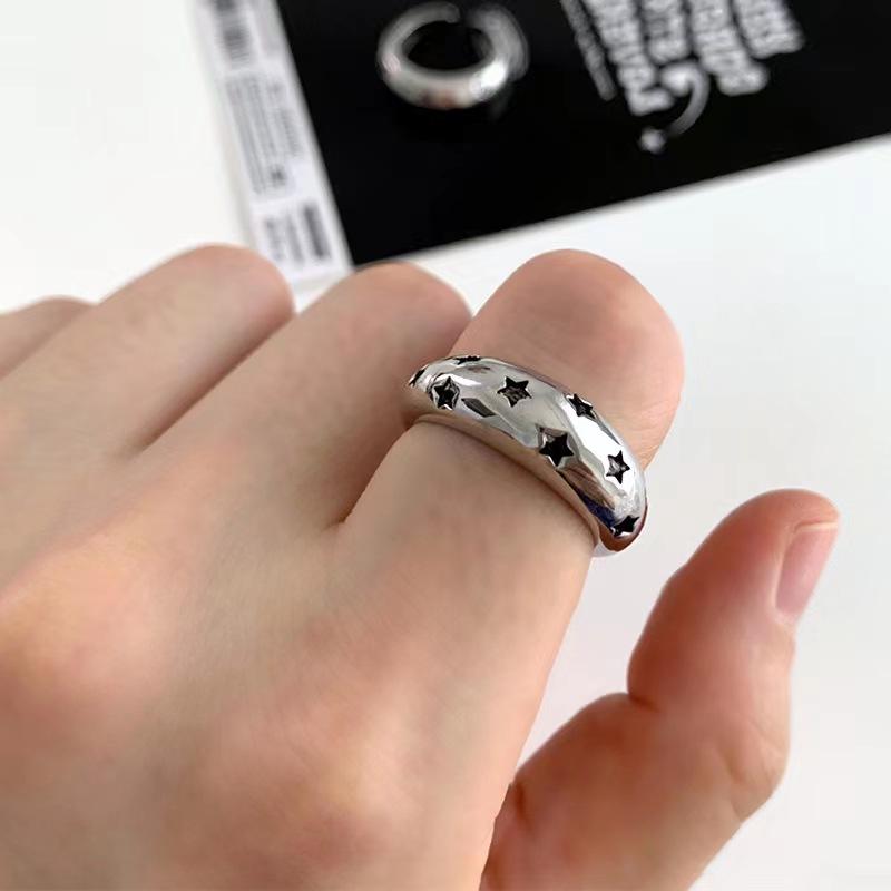2024 Gothic Unisex Star Ring Set Punk Grunge Cross Star Woman Man Jewelry Hip Hop Party Street Ring Accessories New Gift