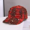 Beliebte Bart-Baseballkappe Hip-Hop Strass karierte Krempe Neue Baseballkappe Personalisierter Trendiger Hut