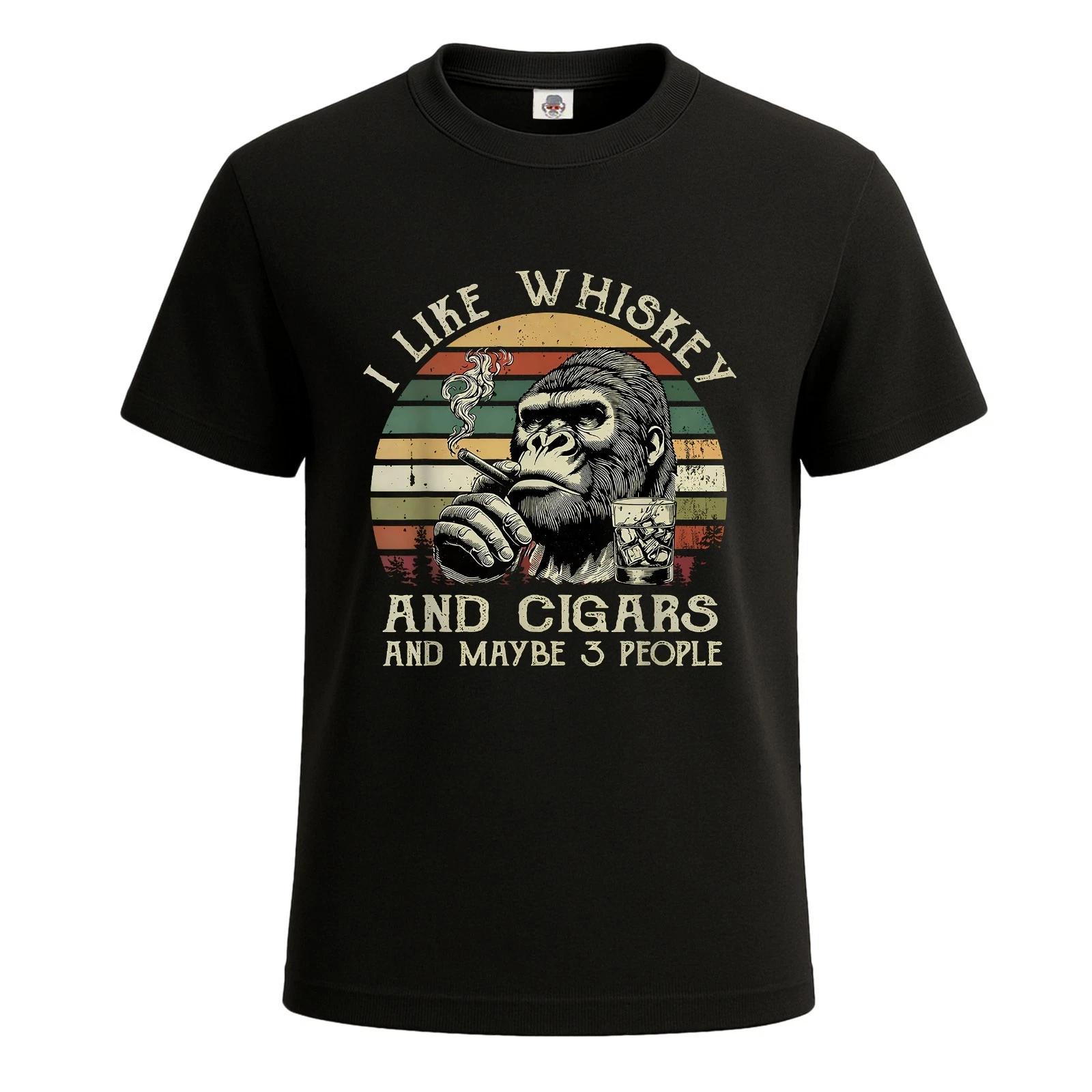 

I Like Whiskey And Cigars And Maybe Retro TShirt Ape Gorilla Novelty Tee Top M