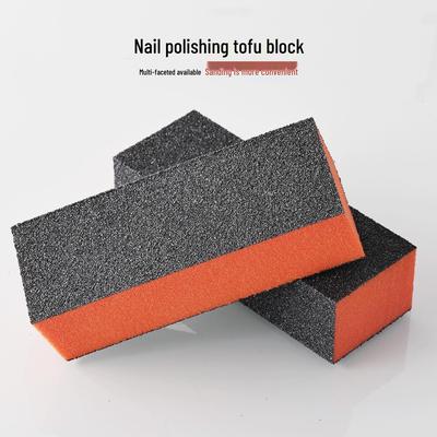 Nail Art Black Tofu Sponge: Three-Sided Buffing Block for Shaping and Polishing Gel Nails