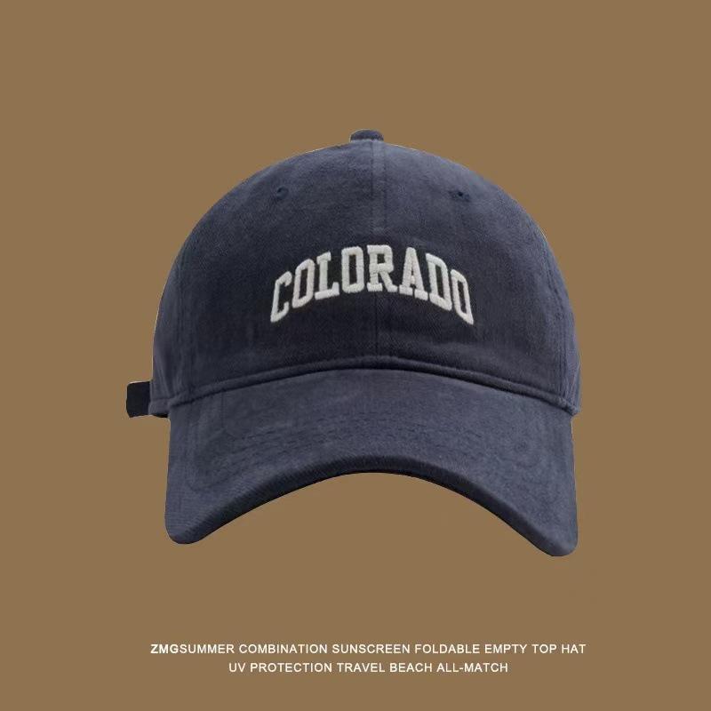Versatile Large Head Baseball Cap: Solid Color, Deep Crown, Wide Brim, Embroidered Letter Design