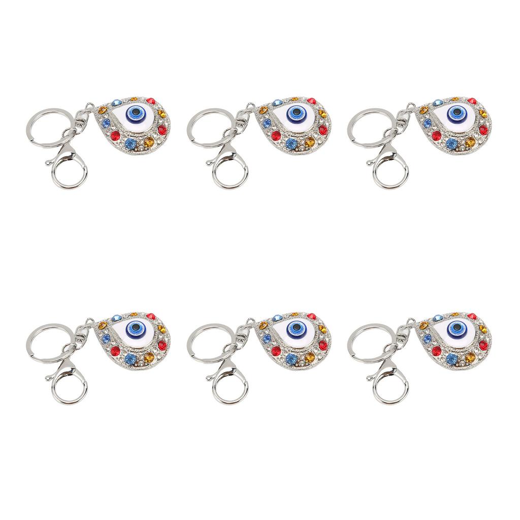 6Pcs Eye Keychains Durable Metal Stylish Rhinestone Bright Colors Lobster Clasp Keychain for Car Handbag Purse