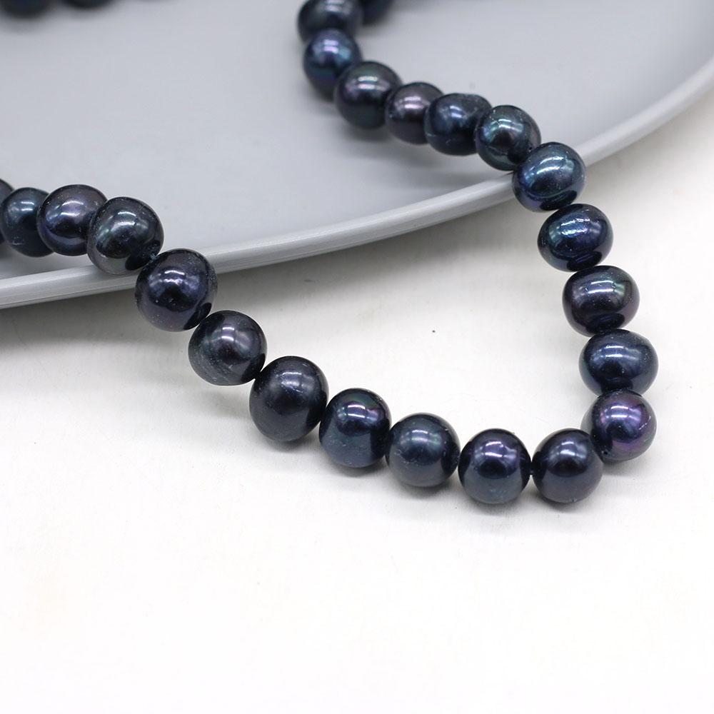 36cm Strang 10-11mm Schwarze Natürliche Süßwasser Runde Perlen Spacer Perlen DIY Ohrring Halskette Armband Teile
