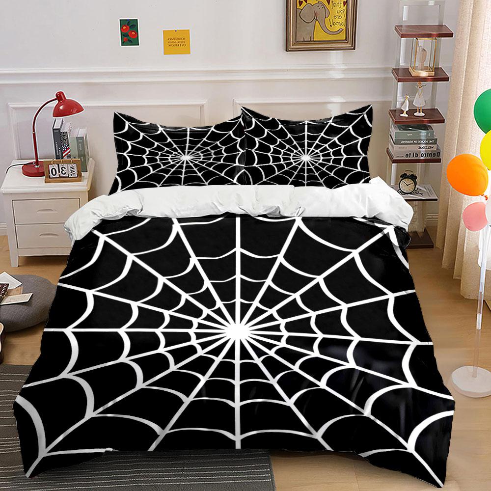 White Spider Web Pattern. Bedding Sets Duvet Cover Sets Duvet Covers Pillowcases(1 * Duvet Cover 2 * Pillowcases Without Duvet Insert)