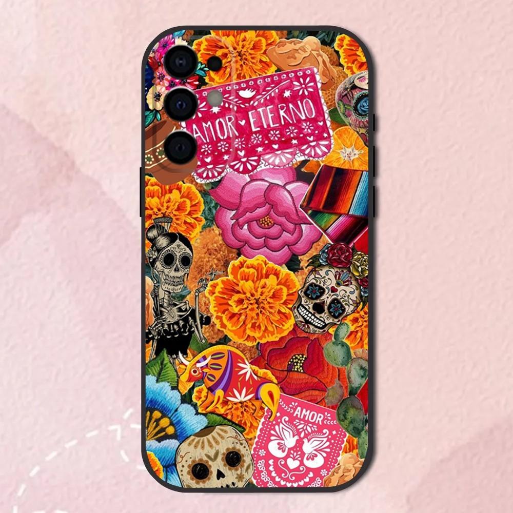 

Day of the Dead Mexican Catrina Skull Phone Case For Samsung S 24,21,22,23,30,Ultra,S20,Plus,Fe,Lite,Note,10,9,5G Black Soft Samsung S10e