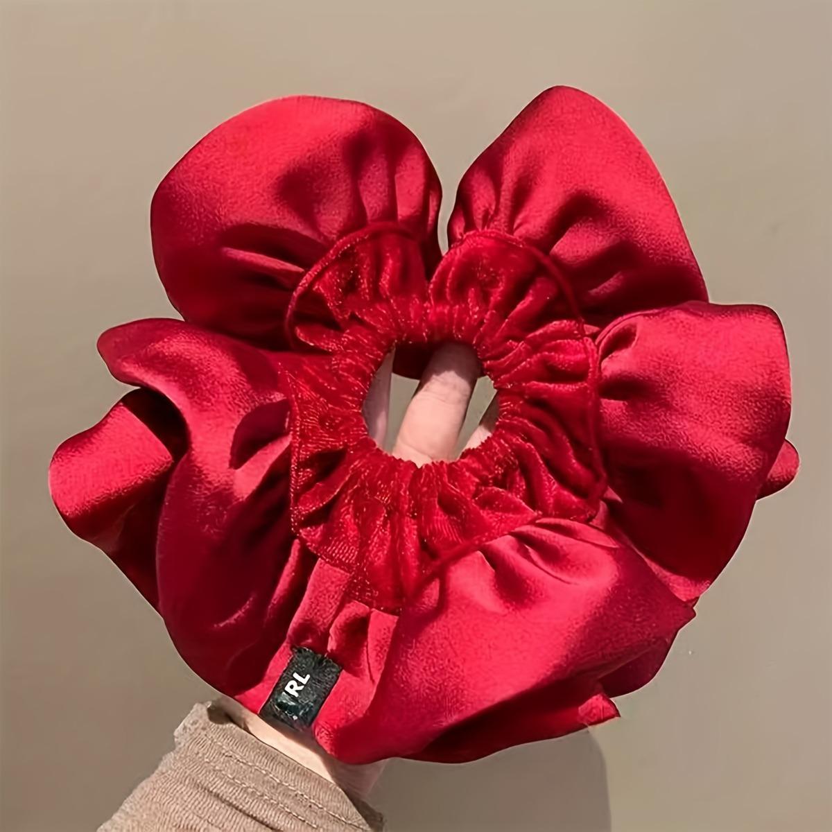 

1pc Large Floral Hair Loop With Satin Texture Fluffy Headband French Elegant Coiled Hair Large Intestine Headband Accessory