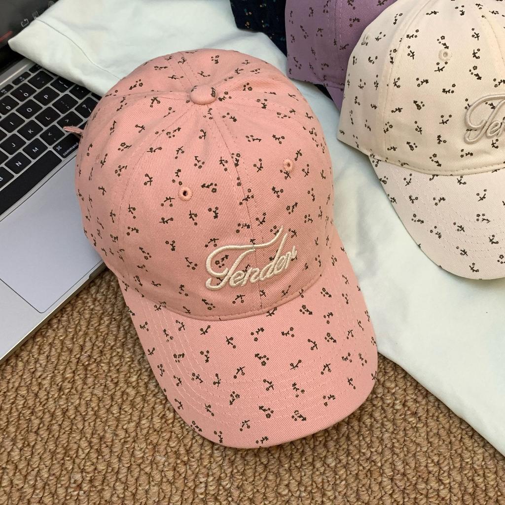 Wind Soft Top Small Floral Baseball Cap Children's Letter Embroidery Versatile Blue Cap